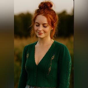 Vtg Sorta horsey sportswear Kirstin Collection coach horn cardigan